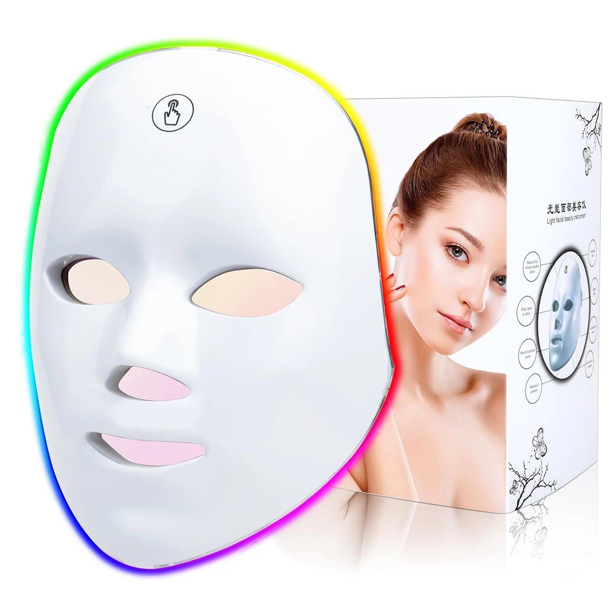 dispositivo de belleza no invasivo para uso doméstico + utiliza corrientes eléctricas de baja intensidad para estimular los músculos faciales + logrando un efecto lifting + eafirmante y rejuvenecedor.